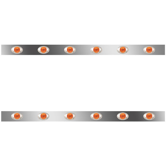 62 Inch Stainless Steel Sleeper Panels W/ 12 P3 Amber/Amber LEDs For Kenworth T660, T800, W900