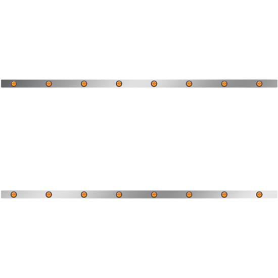 86 Inch Stainless Steel Sleeper Panels W/ 16 Round 2 Inch Amber/Amber LEDs For Kenworth T660, T800, W900