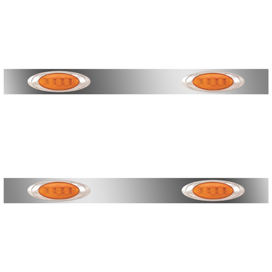38 Inch Stainless Steel Sleeper Panels W/ P1 Amber/Amber LEDs For Kenworth T800, W900