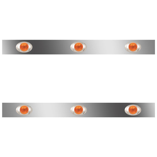 38 Inch Stainless Steel Sleeper Panels W/ 6 P3 Amber/Amber LEDs For Kenworth T800, W900