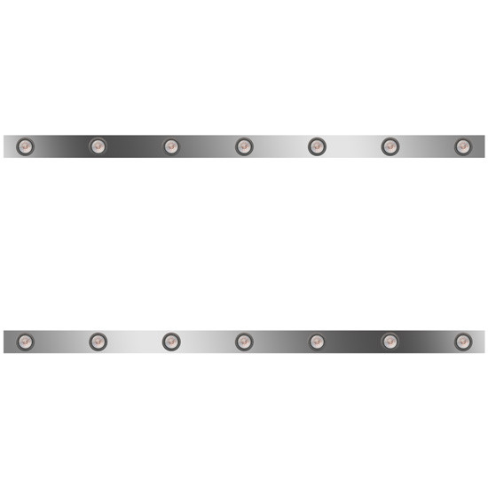 72 Inch Stainless Steel Sleeper Panels W/ 14 Round 2 Inch Amber/Clear LEDs For Kenworth T800, W900