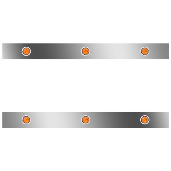 38 Inch Stainless Steel Sleeper Panels W/ 6 Round 3/4 Inch Amber/Amber LEDs For Kenworth T660, T800, W900