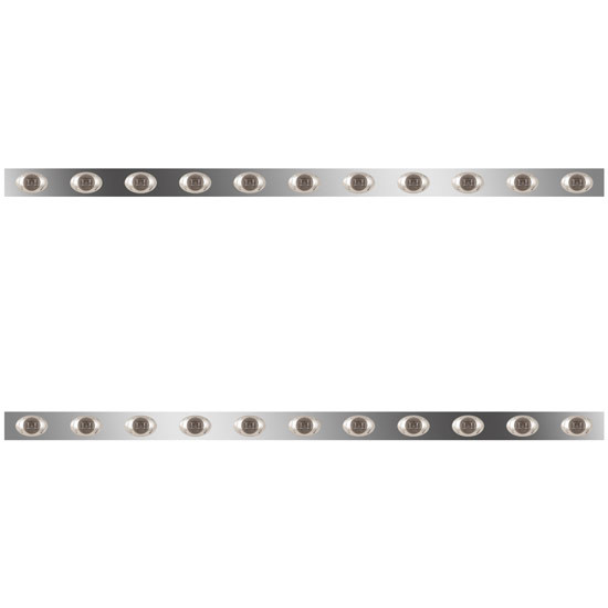 76 Inch Stainless Steel Sleeper Panels W/ 22 P3 Amber/Smoked LEDs For Kenworth W990 W/ Extensions