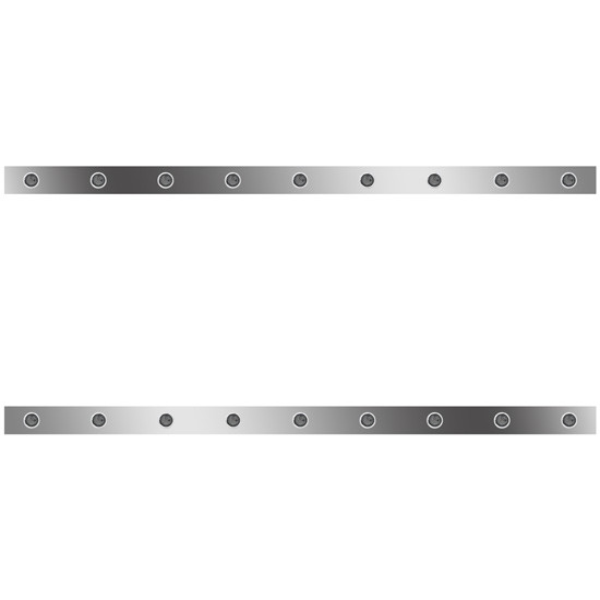 72 Inch Stainless Sleeper Panels W/ 18 - 3/4 Inch Amber/Smoked LEDs For Kenworth T800, W900L Aerocab