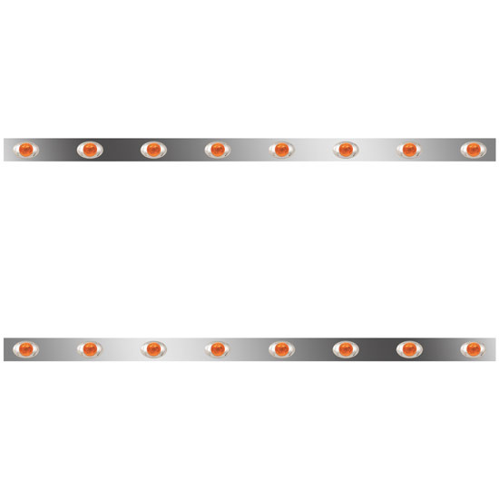 72 Inch Stainless Steel Sleeper Panels W/ 16 P3 Amber/Amber LEDs For Kenworth T660 W/ RME