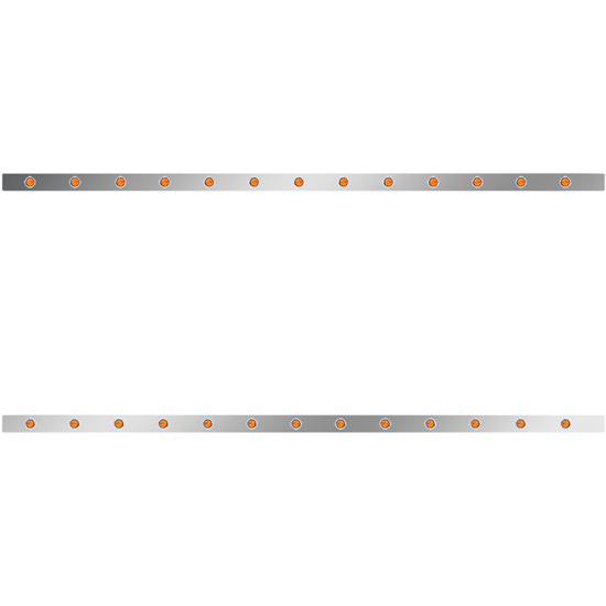 86 Inch Stainless Steel Sleeper Panels W/ 26 - 3/4 Inch Amber/Amber LEDs For Kenworth T660 W/ RME