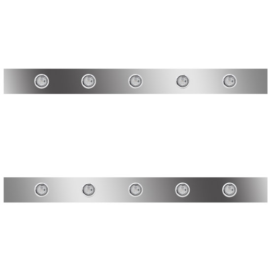 38 Inch Stainless Steel Sleeper Panels W/ 10 - 3/4 Inch Amber/Clear LEDs For Kenworth T660