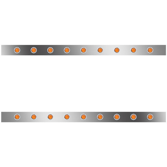 62 Inch Stainless Steel Sleeper Panels W/ 18 - 3/4 Inch Amber/Amber LEDs For Kenworth T660