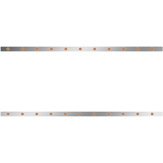 Stainless Steel Sleeper Panels W/ 22 - 3/4 Inch Amber/Amber LEDs For Kenworth W900L W/ 86 Inch Studio Sleeper