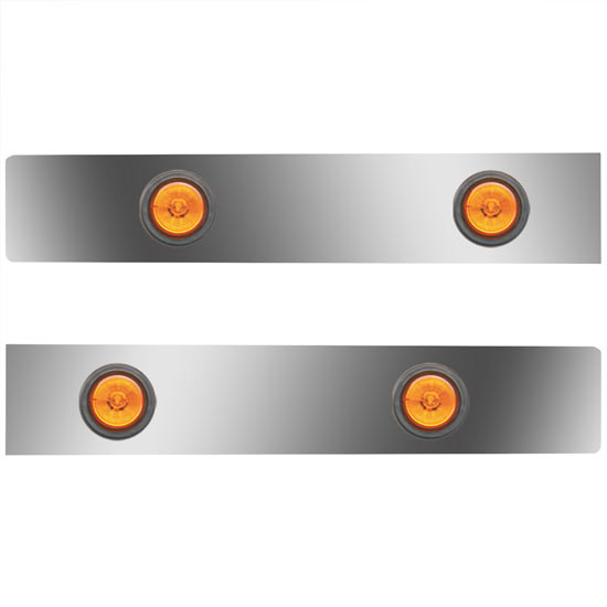 Stainless Steel Sleeper Extension Panels W/ 3/4 Inch Amber/Amber LEDs For Kenworth T800 W/ 86 Inch Studio Sleeper