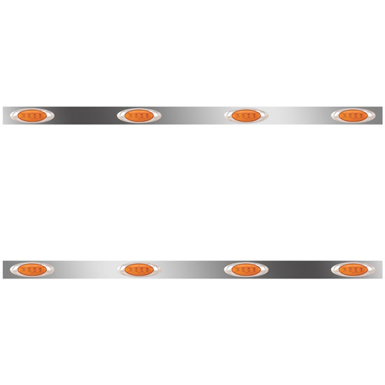 Stainless Steel Sleeper Panels W/ 8 P1 Amber/Amber LEDs For Kenworth W900L W/ 72 Inch Sleeper