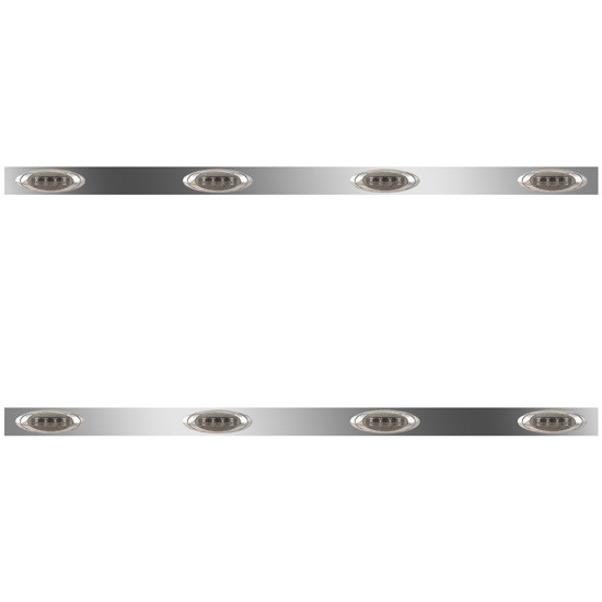 72 Inch Stainless Steel Sleeper Panels W/ 8 P1 Amber/Smoked LEDs For Kenworth T800 Split Fender, W900
