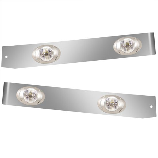 Stainless Steel Angled Extension Panels For 72 Inch Sleepers W/ P1 Amber LEDs - Pair For Kenworth T660