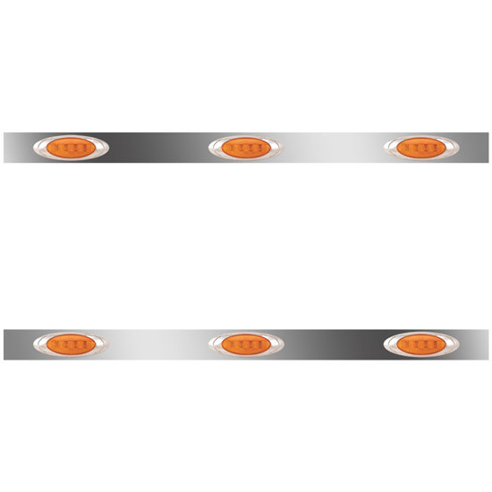 62 Inch Stainless Steel Sleeper Panels W/ 6 M1 Amber/Amber LEDs For Kenworth W900L Sleeper