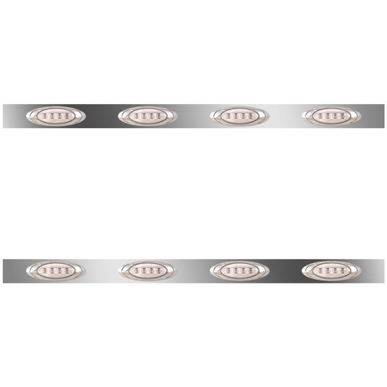 62 Inch Stainless Steel Sleeper Panels W/ 8 P1 Amber/Clear LEDs For Kenworth T800 Split Fender