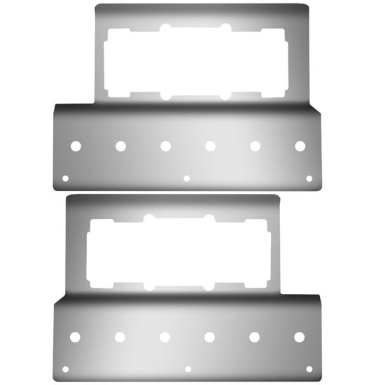 Kenworth W900L Headlight Mount Fender Guards With 12 Round 3/4 Inch Light Holes - Stainless Steel By Phoenix Design