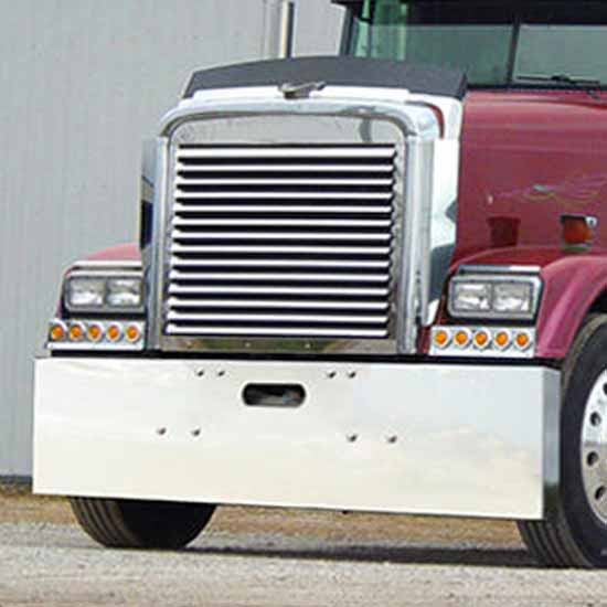 16 Inch Stainless Steel Boxed End Bumper, Standard Mount W/ Tow Hole For Freightliner Classic, Cabover Pre-2003
