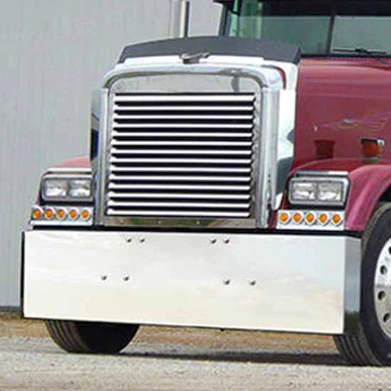 16 Inch Stainless Steel Mitered End Bumper, Standard Mount For Freightliner Classic, Cabover Pre-2003