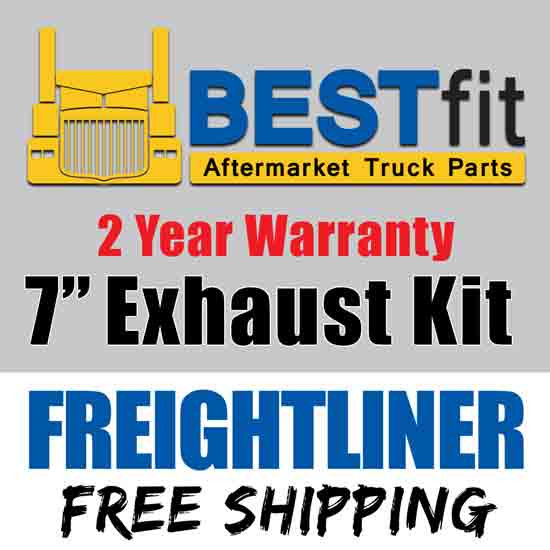 BESTfit 7 Inch Chrome Exhaust Kit W/ OE Style 90 Degree Elbows For Freightliner Classic & FLD