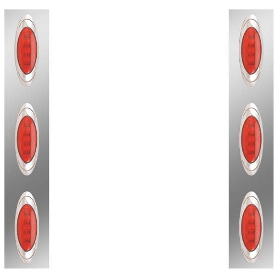 Stainless Rear Air Cleaner Panels W/ 6 P1 Red/Red LEDs For Freightliner Classic XL W/ 13 Inch Donaldson