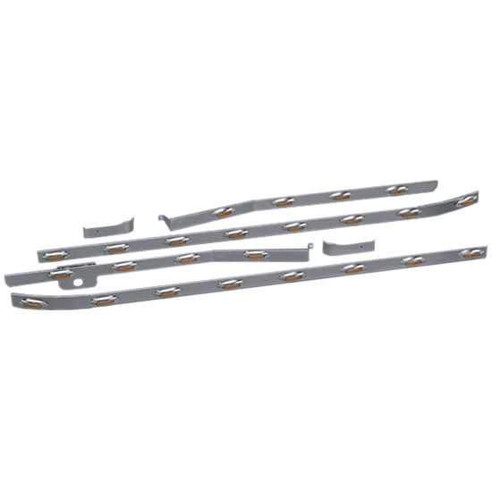 2 Inch Stainless Steel Cab-Sleeper Panels W/ 24 M5 Amber/Amber LEDs For Freightliner Cascadia 116BBC