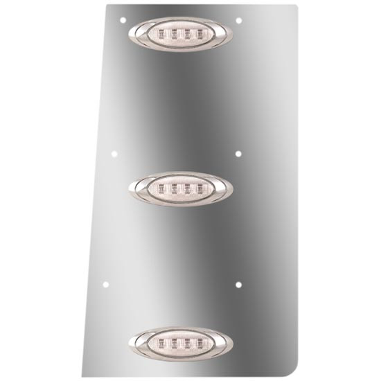 Stainless Steel Cowl Panels W/ 6 P1 Amber/Clear LEDs For Freightliner Classic 1990-2010