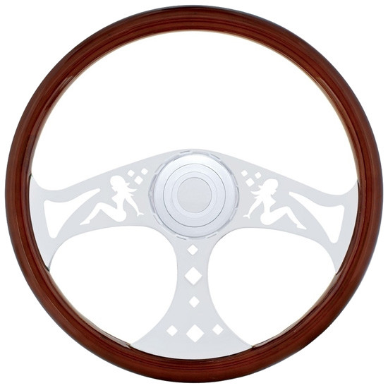 18 Inch OG Lady Steering Wheel With Chrome Spokes For Freightliner