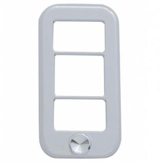 Chrome Plastic Rocker Switch Cover W/ 3 Openings & Indented For Jewel For Freightliner