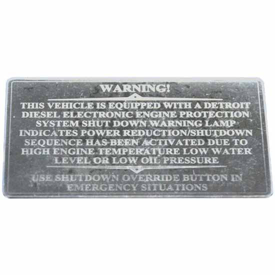 Stainless Steel Dash Plate W/ Shutdown Override Plate Script For Freightliner