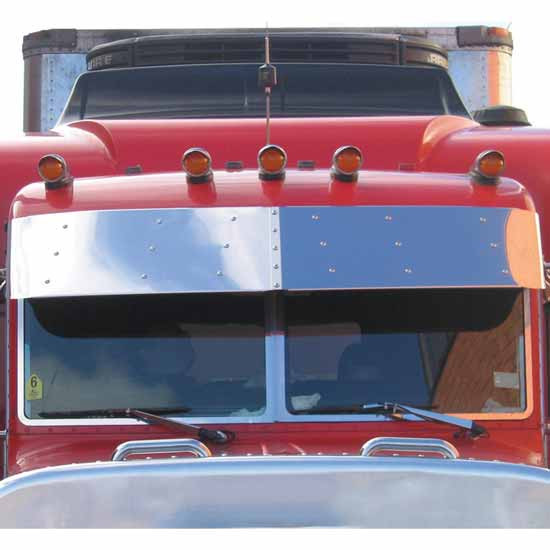 14 Inch Stainless Steel Drop Visor For Peterbilt 378, 379, 386, 388 & 389/Glider