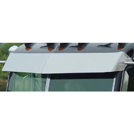 Roadworks 11 Inch Stainless Steel Blind Mount Drop Visor For Peterbilt 377, 378, 379 & 385 W/ Door-Mounted Mirrors