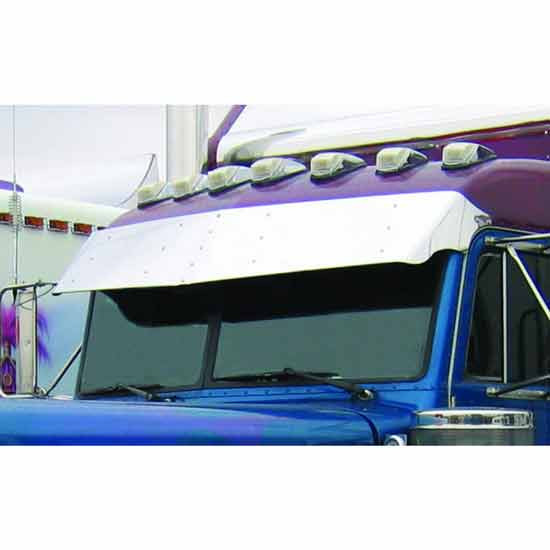 14 Inch Stainless Steel Drop Visor For Peterbilt 377, 378, 379 W/ Door Mounted Mirrors