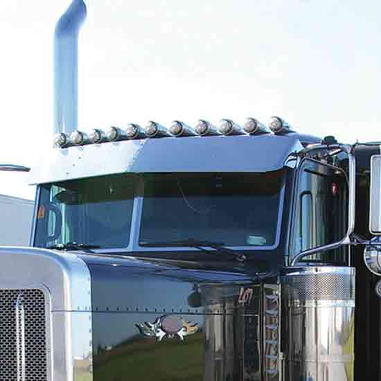 13 X 16 Inch Stainless Steel Gangster Style Drop Visor For Peterbilt Standard Cabs 2005 & Newer