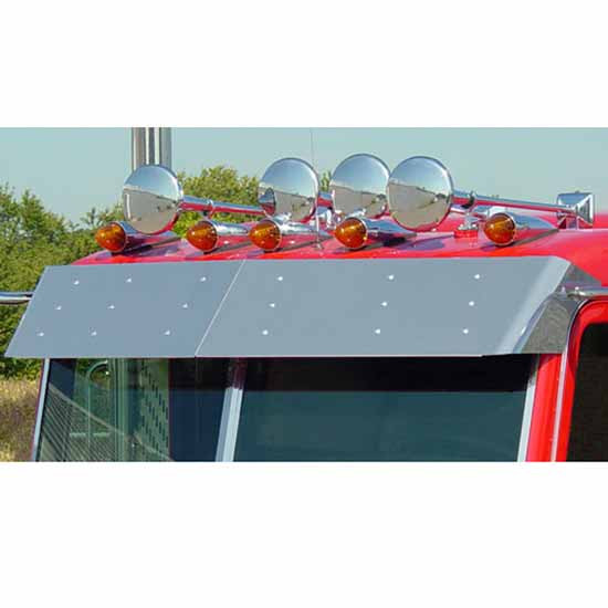 Turnpike Truck Trim 13.5 Inch Stainless Steel Drop Visor For Peterbilt 300 Series Flat Top