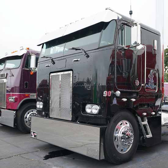 13 Inch Stainless Steel 2 Piece Drop Visor For Peterbilt 352 Cabover