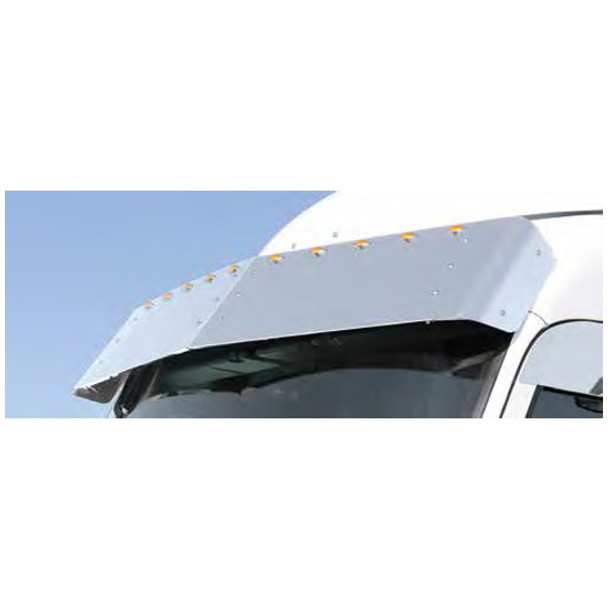 15.5 Inch Stainless Steel Drop Visor W/ 10 Mini Amber/Clear LED Lights For Peterbilt 567 & 579