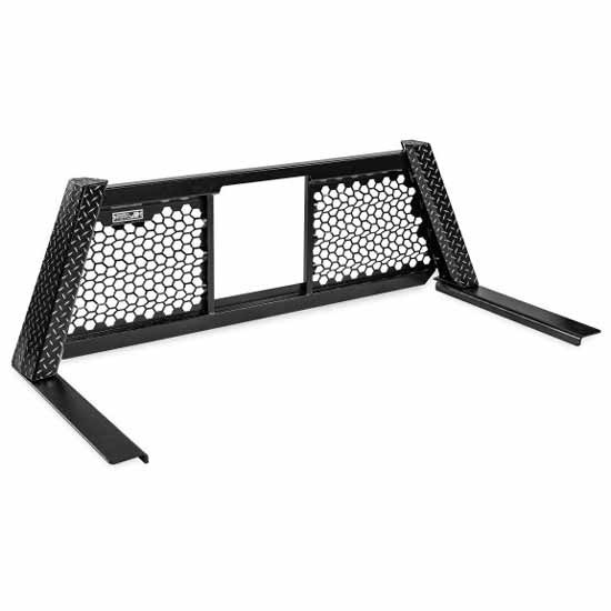Size 5 Smooth Black Aluminum Cab Rack W/ Open Wave Honeycomb Mesh, Window, Leopard Uprights