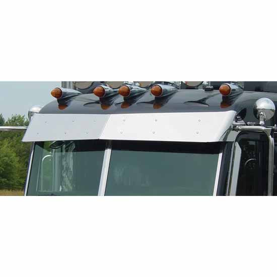 11 To 9 Inch 304 Stainless Steel Standard Mount Bowtie Visor For Peterbilt Ultracab W/ Cab-Mounted Mirrors