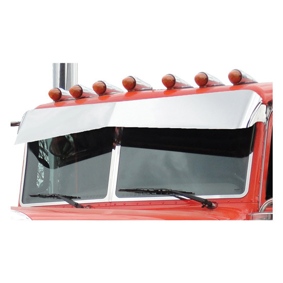 12 To 8 Inch Aluminum Blind Mount Bowtie Visor, Side Mount For Peterbilt 379 & 389 W/ 2 Piece Flat Windshield