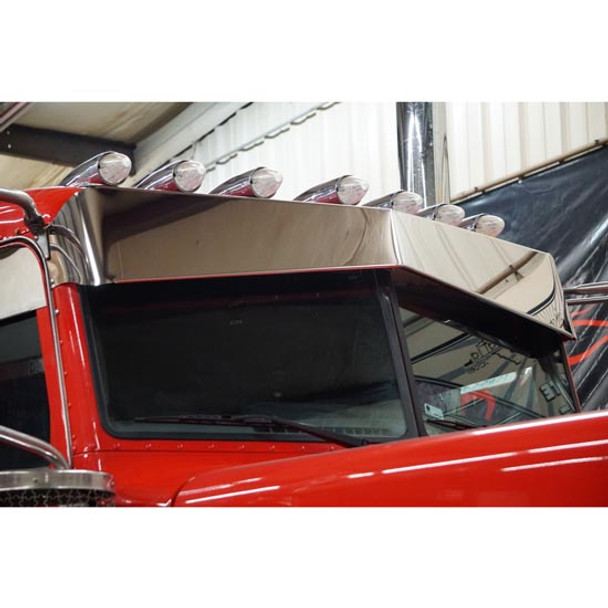 Peterbilt 389 & 388 10 1/2 Inch Stainless Steel Bowtie Drop Visor By CSM