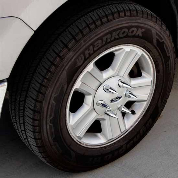 21 MM X 3 Inch Chrome Spike Push On Nut Cover For Ford F-Series W/ OE Steel Wheel
