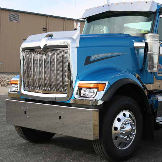 16 Inch SS Classic Style Boxed End Bumper W/ Tow Holes For International HX520