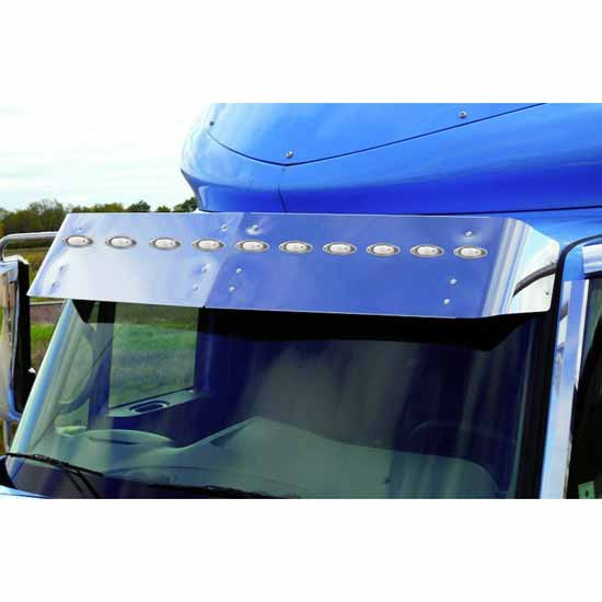 12.5 Inch Drop Visor W/ 10 Amber/Clear Mini LEDs For International LT, LoneStar, ProStar W/ Hi Rise Pro Sleeper