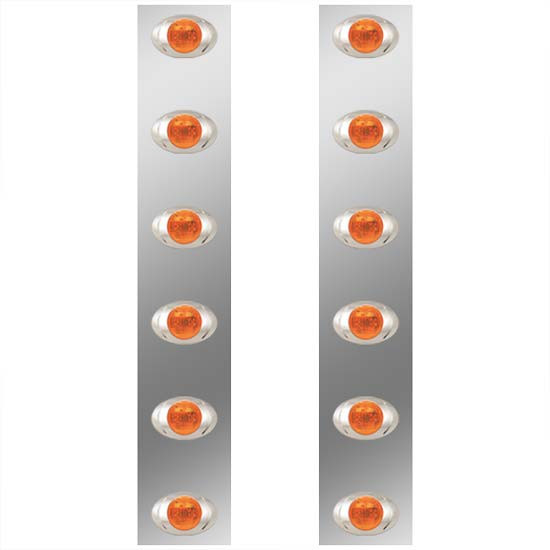 Stainless Steel Front Air Cleaner Panels W/ 12 P3 Amber/Amber LEDs For International 9900iX 1999-2010
