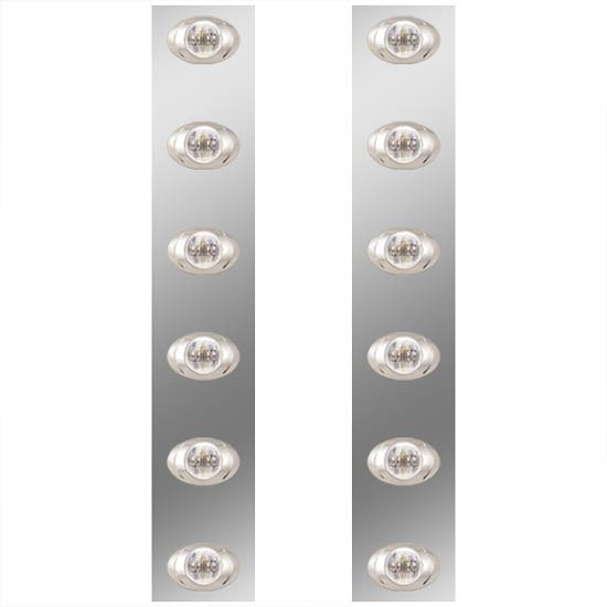 Stainless Steel Rear Air Cleaner Panels W/ 12 P3 Red/Clear LEDs For International 9900