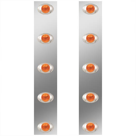 Stainless Steel Front Air Cleaner Panels W/ Fairings, 10 P3 Amber/Amber LEDs For International 9900iX
