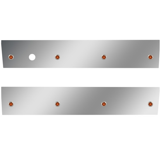 6.13 Inch Stainless Steel Cab Panels W/ Block Heater Plug, 16 - 3/4 Inch Button Amber/Amber LEDs For International 9900i