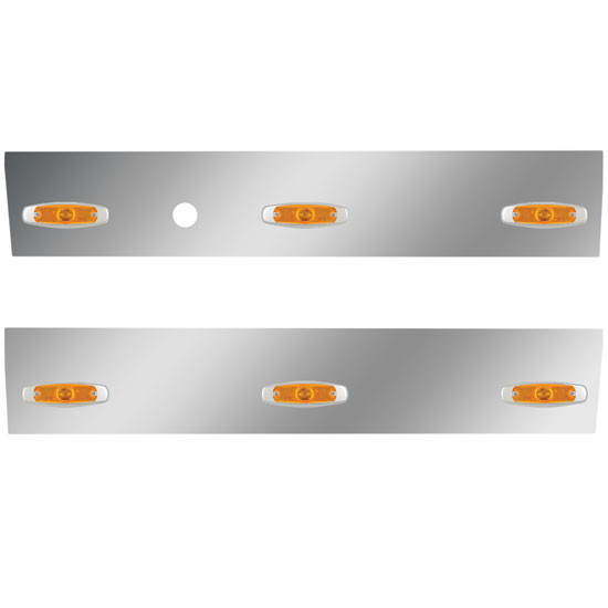 25.75 Inch 304 SS Angle-Under Cab Panels W/ 6 Supernova Amber/Amber LEDs For International 9900i/ix W/ Driver Side Heater Plug