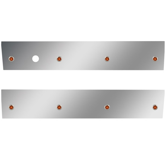 25.75 Inch 304 SS Angle-Under Cab Panels W/ 8 - 3/4 Inch Button Amber/Amber LEDs For International 9900i/ix