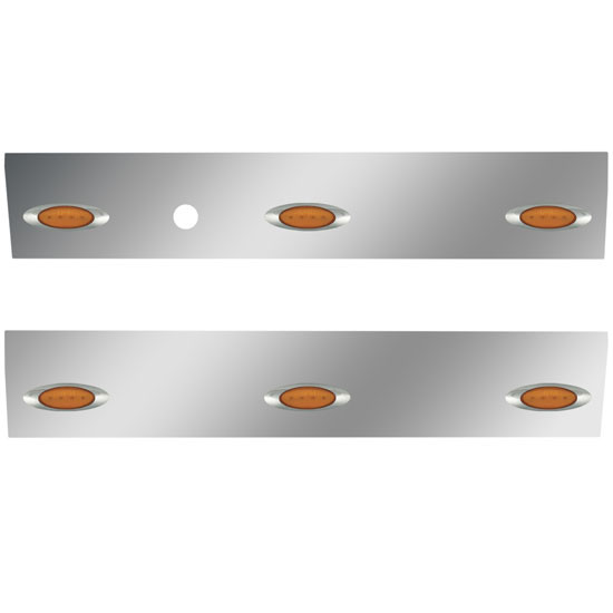 25.75 Inch 304 SS Angle-Under Cab Panels W/ 6 M1 Amber/Amber LEDs For International 9900i/ix W/ Driver Side Heater Plug